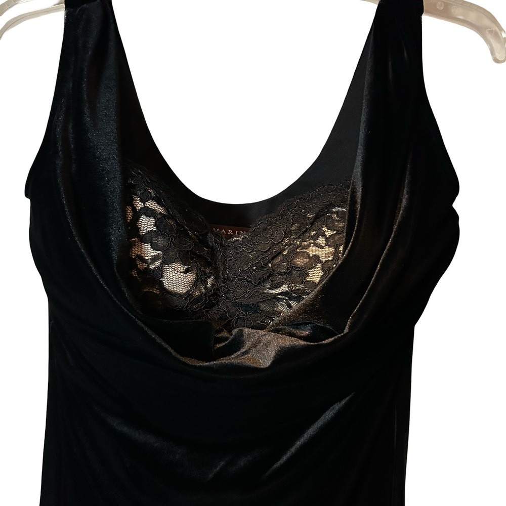 BRAND NEW!! MARINA Black Velvet Dress with Lace-Detail